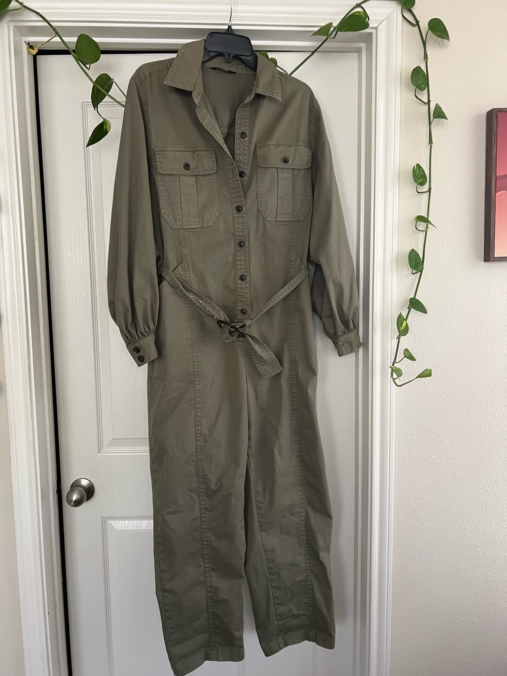 Utility Belted Olive Green Jumpsuit